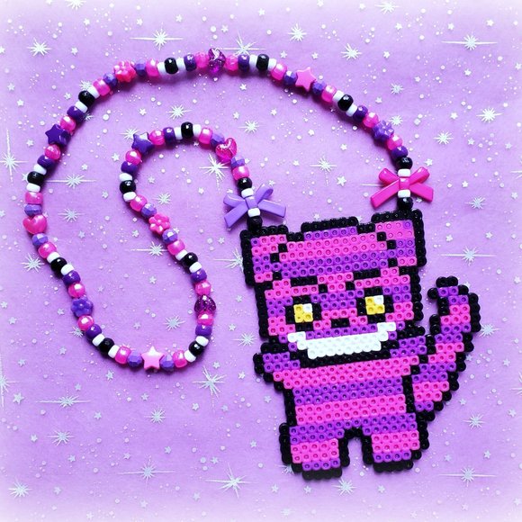 COPY - Cheshire Cat Perler Bead Rave Kandi Necklace - Picture 8 of 10